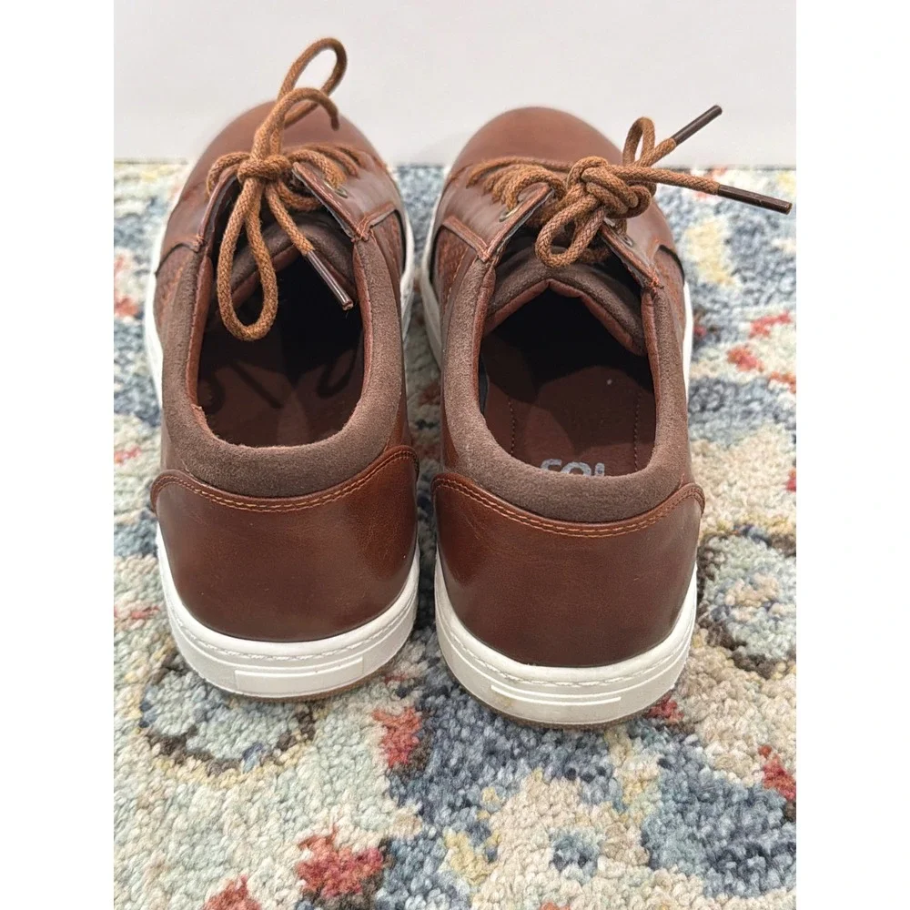 Hawkwell Oxford Sneaker Boys Size 13 Brown Faux Leather Casual Preppy EUC